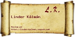 Linder Kálmán névjegykártya